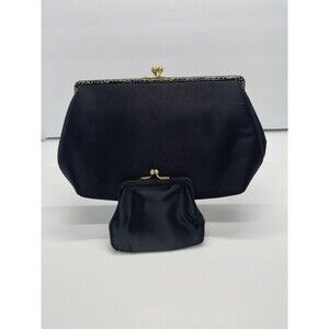 Vintage Coblentz Clutch Evening Bag W matching coin purse set Black handbag